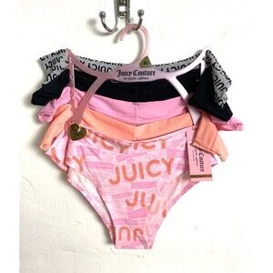 Juicy Couture Bikini Panties Women's Underwear Size XL 5 Pack Pink Blak Graphic